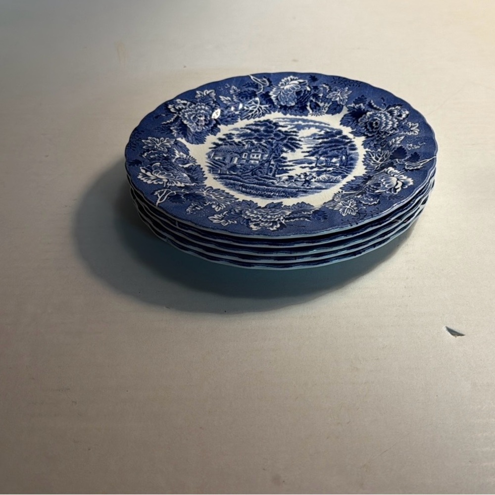 Wood & Sons "English Scenery" Blue Floral Salad Plates